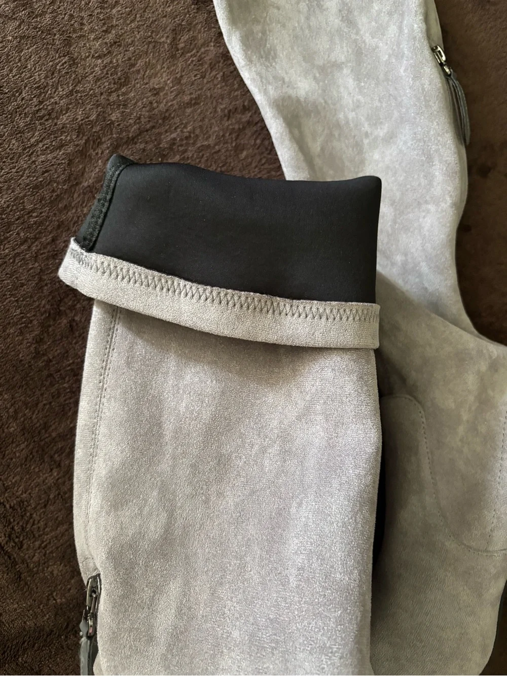 Over-the-Knee Block Heel Boots in Light Gray - Women